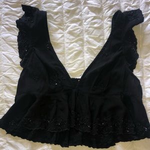 Free People Black Crop Top